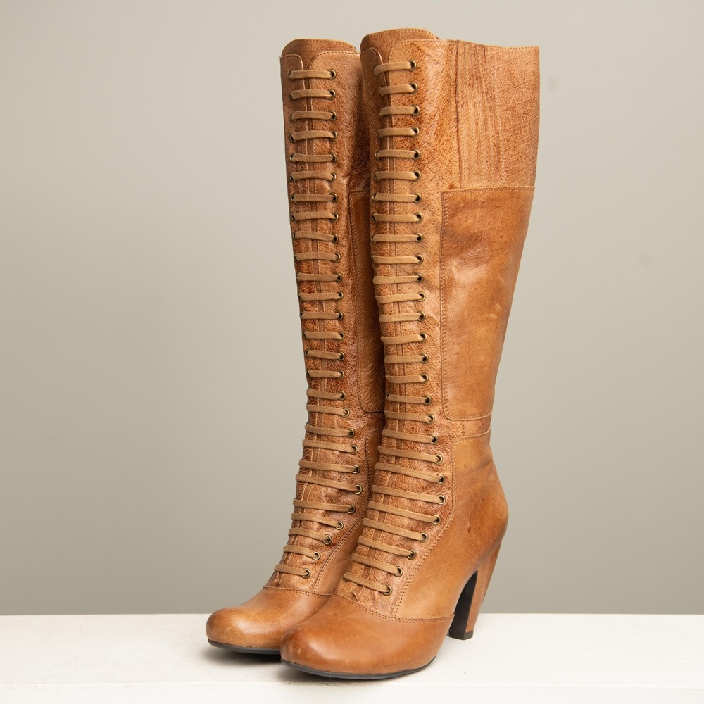 Miz Mooz Solis Knee High Boots Sz 7 Victorian SteamPunk Both Chic Croquette Boho